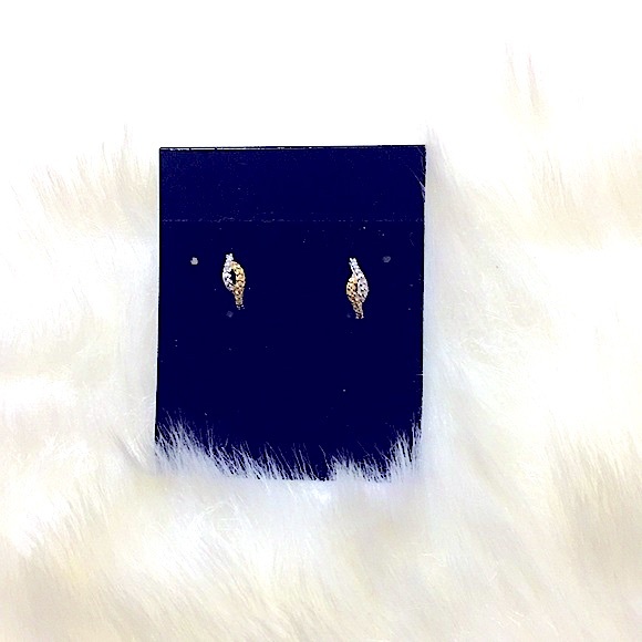 Rare Dainty JCM Gold & 925s Sterling Textured Twisted Hoop Mini Earring STAMPED - Picture 2 of 15